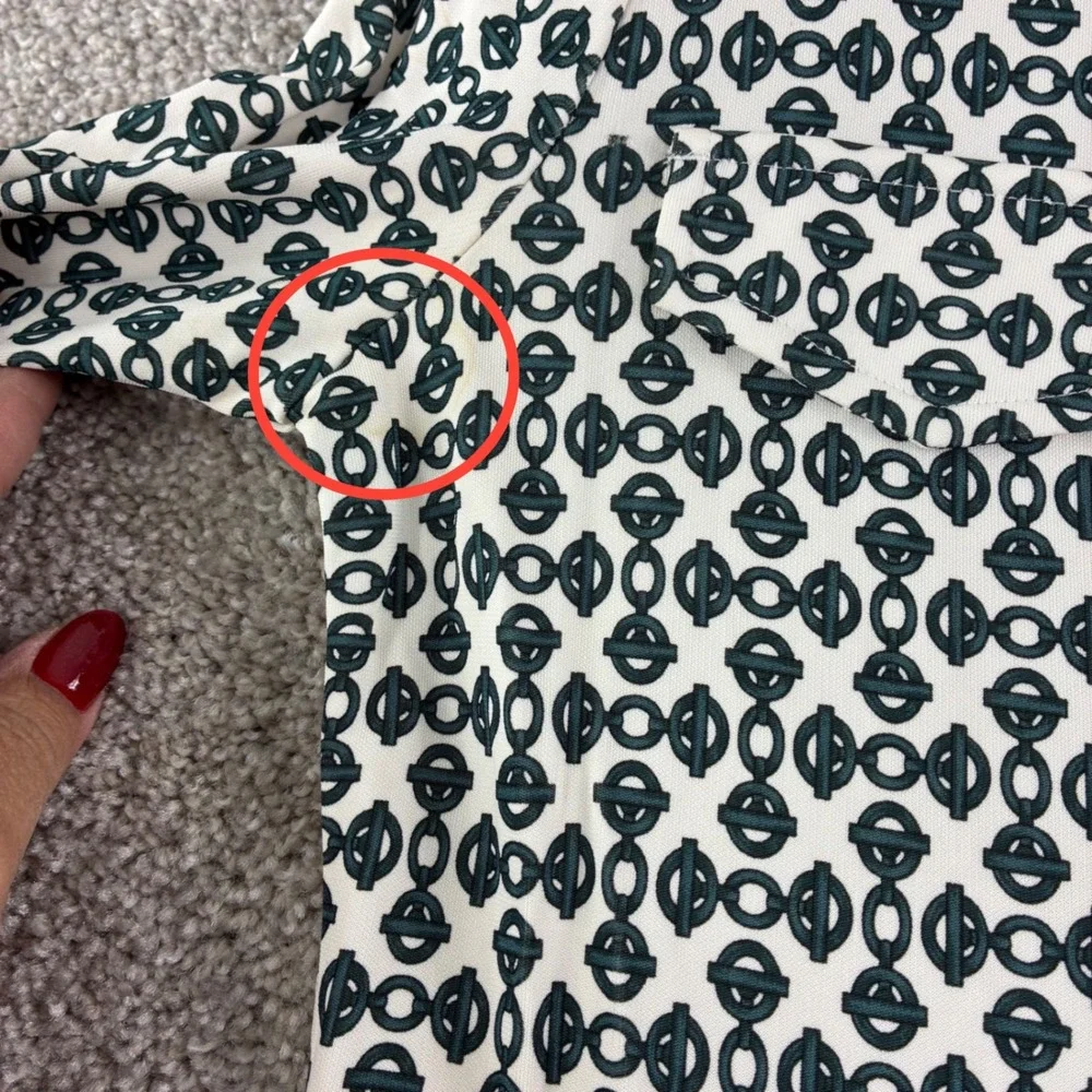 Tory Burch Katie Link Print Shirtdress‎ Rayon Midi Long Sleeve Button Up Size S